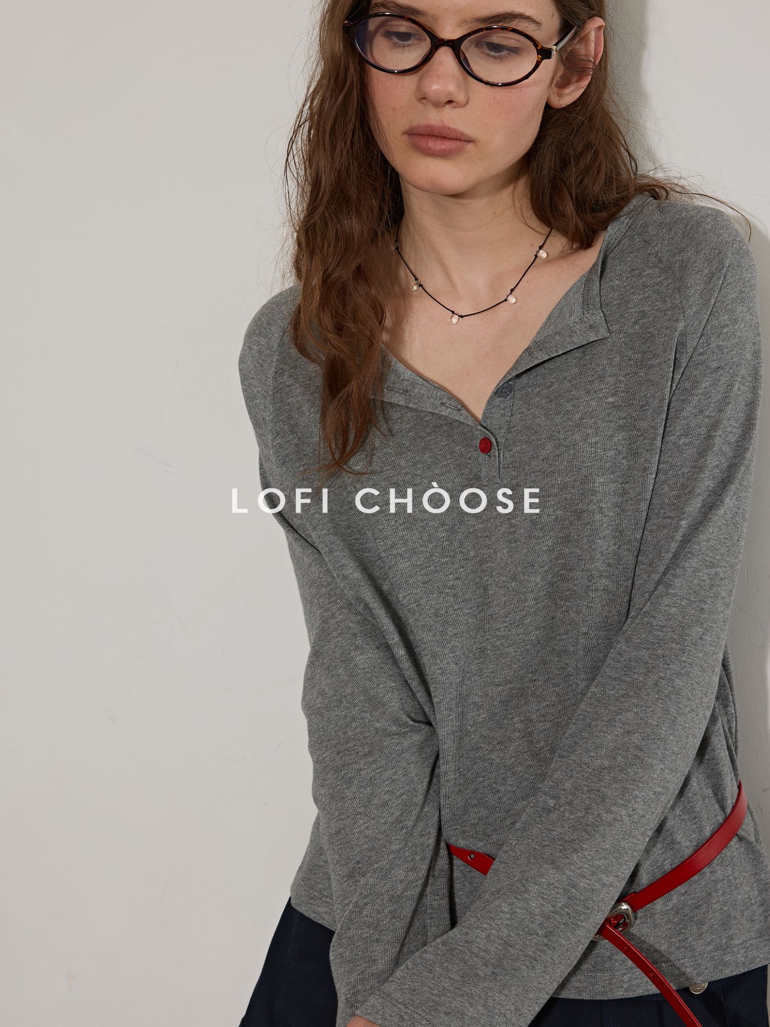 Lofi choose Cotton Blend Relaxed Raglan Commuter Women Pink Moss Gray Long Sleeve T-Shirts