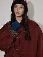 Lofi choose Warm Thick Cotton Commuter Loose Fit Single Breasted Button Front Puffer Jackets