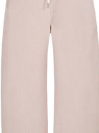 fano Pink Cotton Blend Drawstring Natural Waist Loose Korean Office Wide Leg Pants