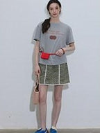 Lofi choose High Waist Floral A Line Relaxed Fit Workwear Women Coffee Green Mini Skirts