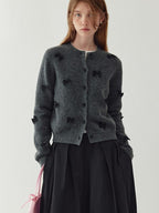 fano Minimal Commuter Cropped Crewneck Long Sleeve Women Polyester Cardigans