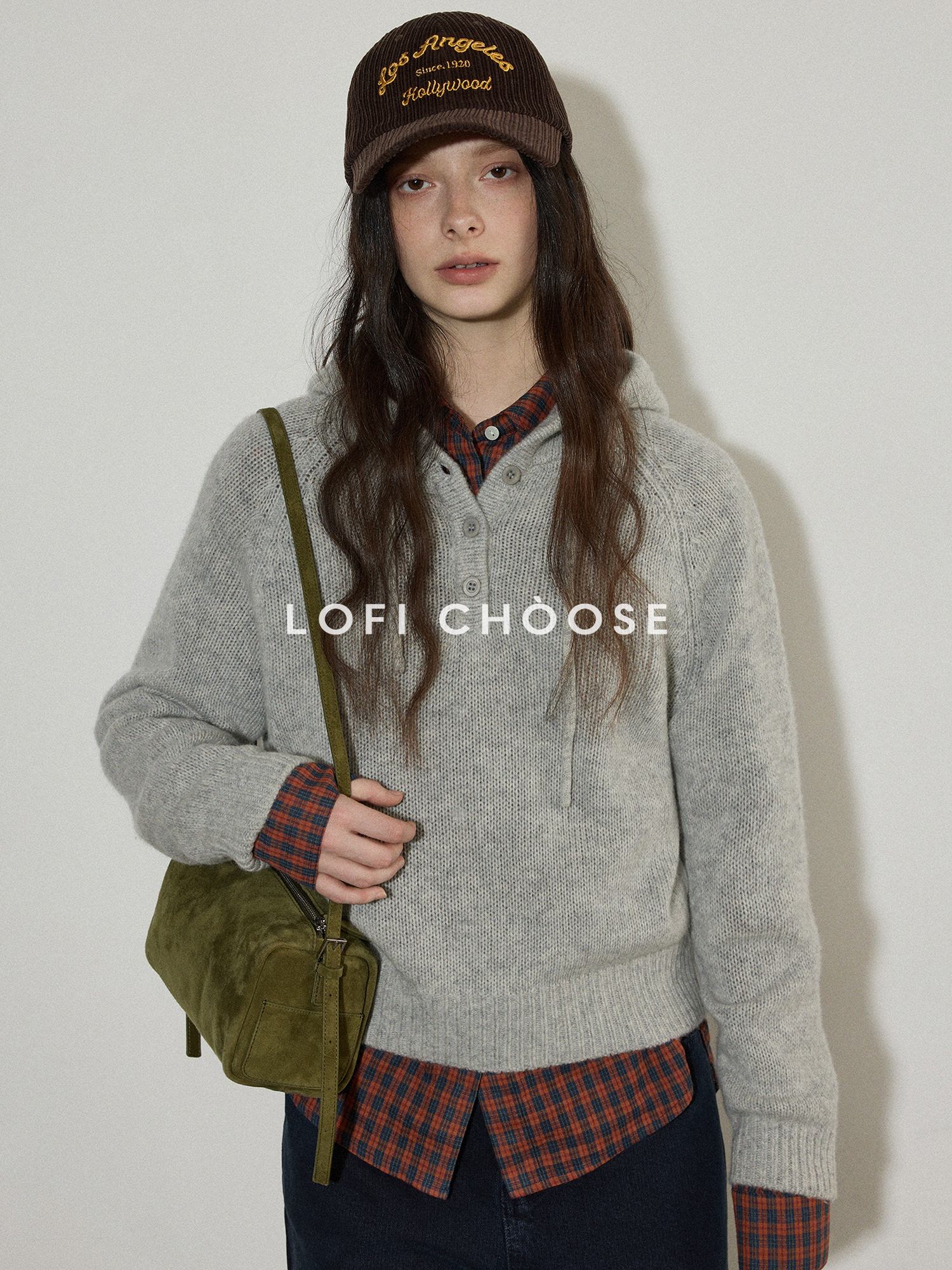 Lofi choose 100 Percent Cotton Loose Plaid Collar Long Sleeve Women Workwear Button Shirts