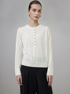 unspoken Pure Wool Minimalist Loose Pullover Crew Neck Women Knit Cardigans