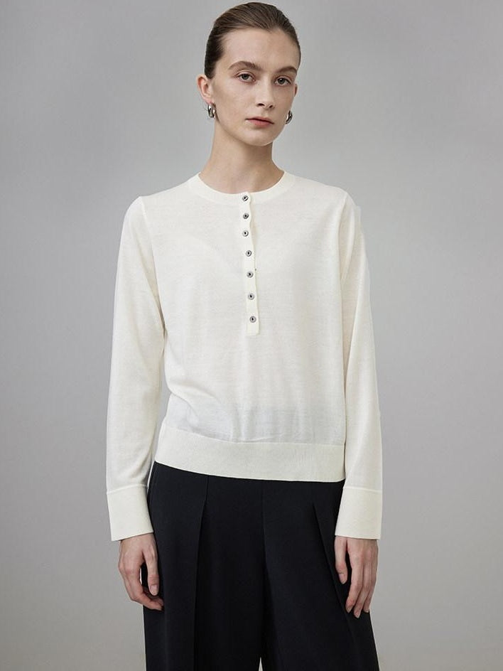 unspoken Pure Wool Minimalist Loose Pullover Crew Neck Women Knit Cardigans