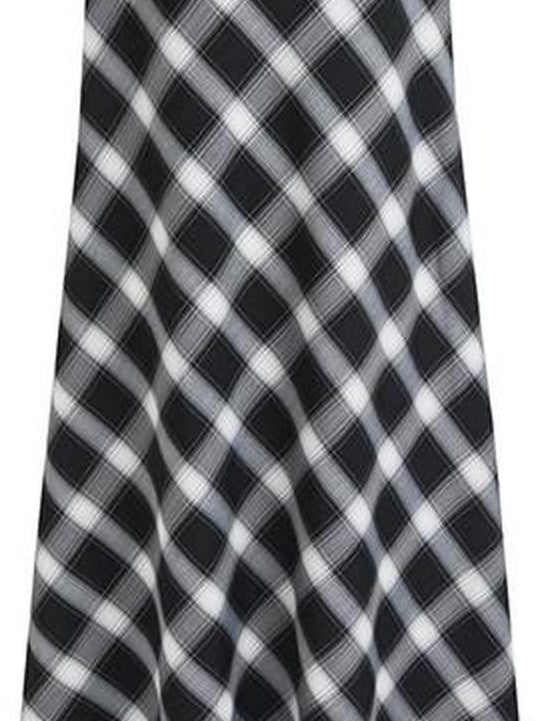fano Plaid Sleeveless A Line Natural Waist Korean Office Casual Maxi Dresses