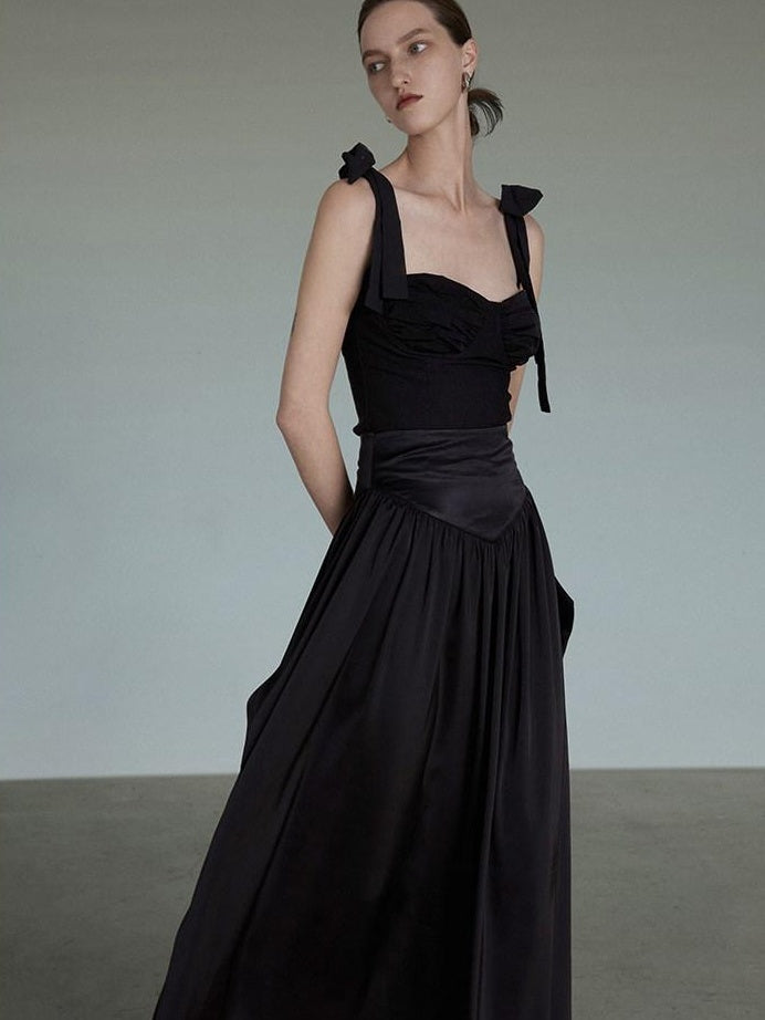 unspoken Sleek Slim Fit Spaghetti Strap Workwear Dress Women Solid Color Maxi Dresses