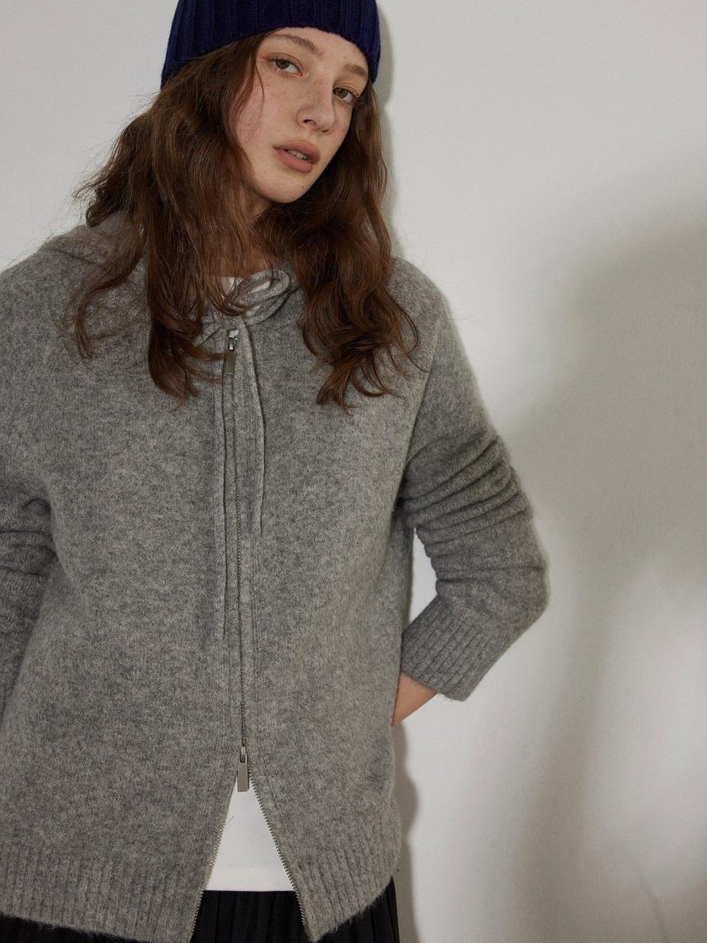 Lofi choose Soft Acrylic Wool Blend Oversized Zip Hooded Women Heather Gray Hoodie