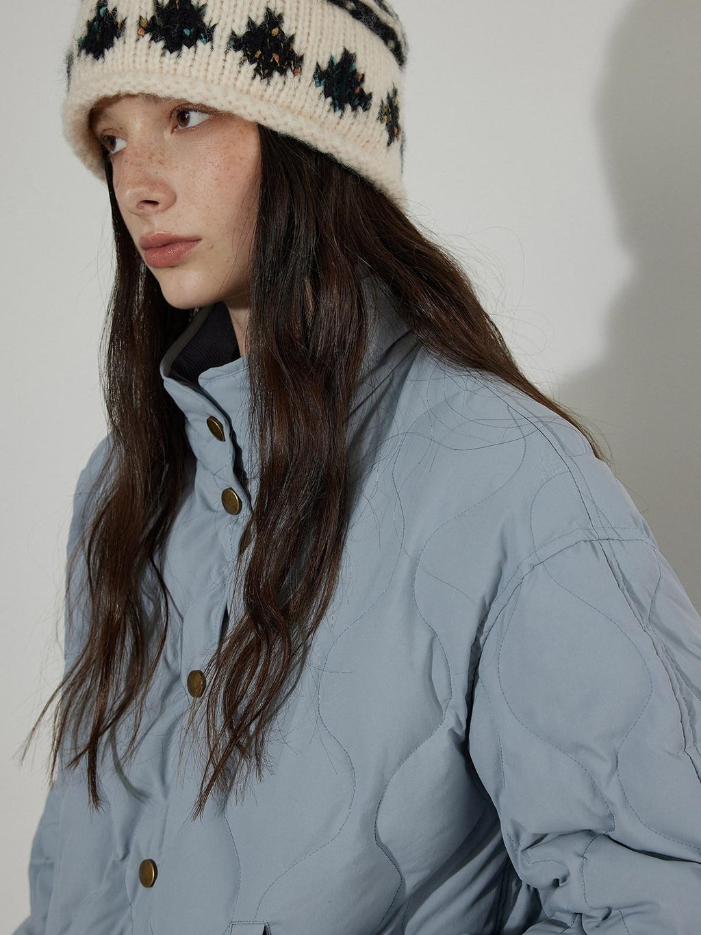 Lofi choose 90 Percent White Duck Down Commuter Loose Stand Collar Haze Blue Down Jackets