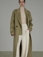 unspoken 70 Wool 30 Polyester Blend Minimalist Straight Double Breasted Blazer Wool Coats