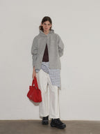 Lofi choose Soft Cotton Blend Loose Fit Button Front Commuter Grey Oversized Hoodie