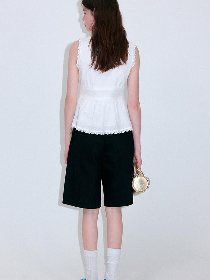 fano Cotton Linen Korean Ruffle Slim Fit Women White Off Shoulder Crop Tops