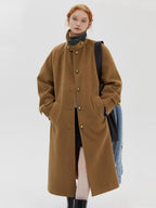 fano Insulated Minimalist Commuter Straight Raglan Sleeve Women Poly Blend Long Coats