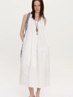fano Soft Cotton Tencel Aline Sleeveless Crew Natural Travel Girls White Maxi Dresses