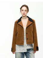 ikyou Non Iron 3D Embellished Straight Fit Commuter Notch Lapel Brown Cropped Jackets