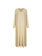 unspoken Non Fading Modal Cotton Long Sleeve Loose Waist Minimalist Commuter Maxi Dresses