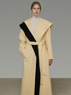 unspoken Thick Cozy Longline Loose Fit Minimal Commuter Cream Black Wool Coats