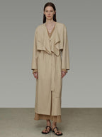 unspoken Classic Khaki Single Breasted Mid Length Loose Fit Women Commuter Trench Coats