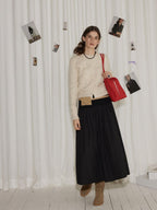 Lofi choose Soft Pearl White Floral Knit Casual Relaxed Button Front Round Neck Women Cardigans