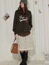 Lofi choose High Waist Casual Patchwork A Line Printed Polyester Office Midi Skirts