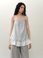 someone sometimes Original Design Ruffle Trim Loose Fit Lyocell Blend Women Solid Color Camisoles
