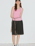 fano Backless Slim Fit Strappy Workwear Tank Top Solid Color Stretch Camisoles