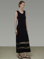 unspoken Elegant Sleeveless Cutout H Line Tank Dress City Commute Black Maxi Dresses