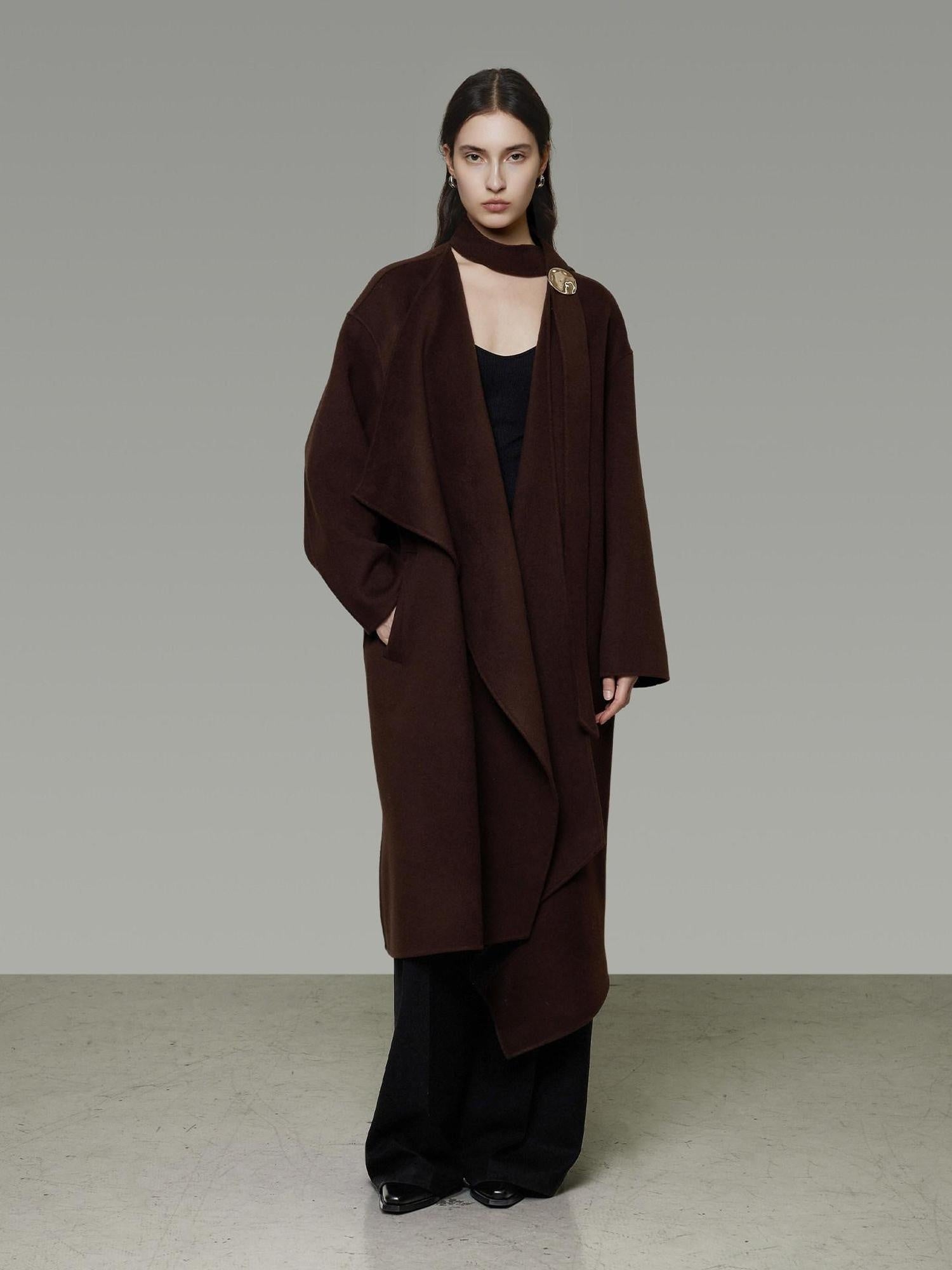 unspoken 100 Percent Sheep Wool Mid Length Relaxed Minimalist Workwear Wool Coats