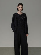 unspoken Soft Fine Knit Two Piece Minimalist Women Black Layered Knitwear Cardigans