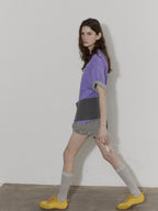 Lofi choose High Waist Relaxed Fit Women Office Commuter Black Apricot Striped Mini Shorts