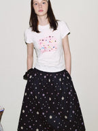 fano Lyocell Cotton Slim Korean Women Printed Crewneck Short Sleeve T-Shirts