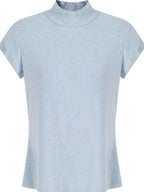 fano Stretch Slim Korean Commuter Mock Neck Women Short Sleeve T-Shirts