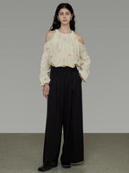 unspoken Breathable Skin Friendly Embroidered Loose Round Neck Long Sleeve Office Blouses