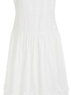 fano Cotton Korean Work Aline Sleeveless Round Neck Natural Waist White Maxi Dresses
