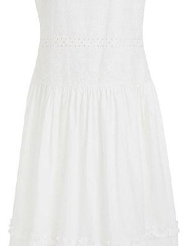 fano Cotton Korean Work Aline Sleeveless Round Neck Natural Waist White Maxi Dresses