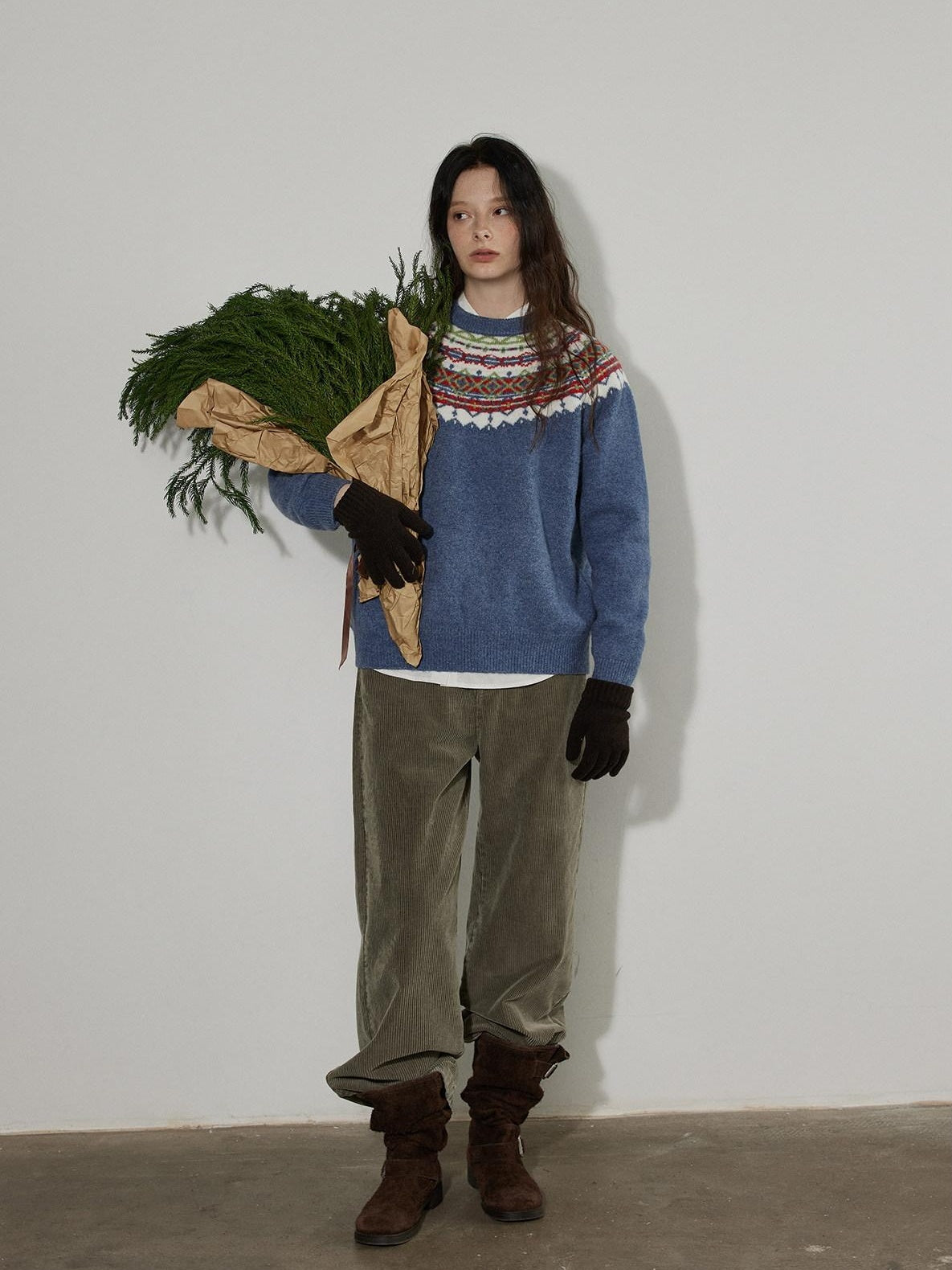 Lofi choose High Waist Chunky Stripe Office Ready Women Light Gray Wide Leg Pants