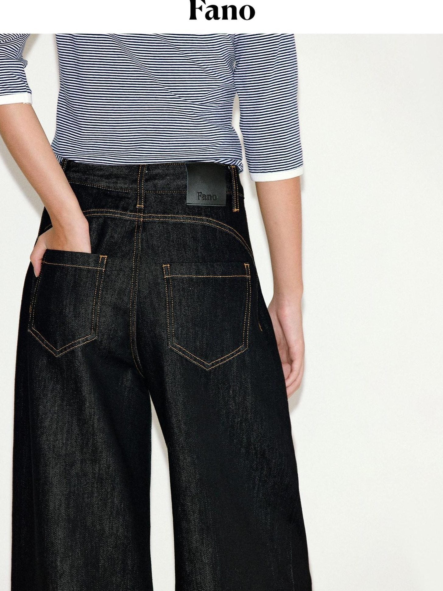 fano Comfortable Everyday Natural Waist Loose Fit Youth Black Straight Leg Jeans
