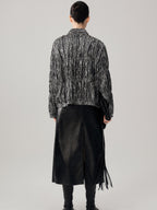 audreyyang Original Design Pleated Loose Fit Womens Cropped Silver Bomber Jackets