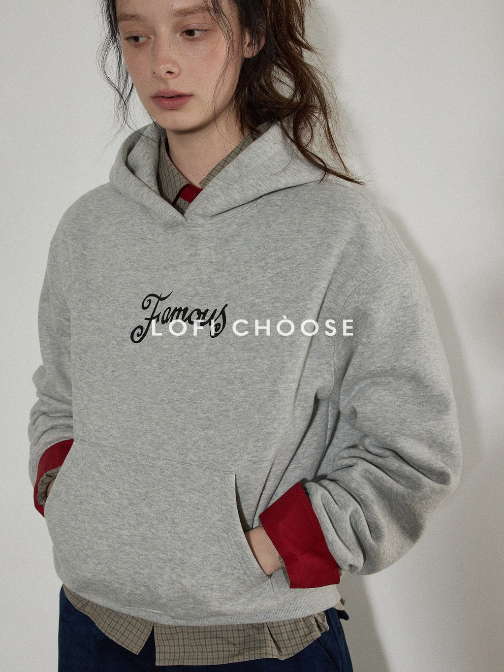 Lofi choose Fleece Lined Oversized Hooded Pullover Commuter Style Women Heather Gray Hoodie