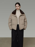 unspoken 90 White Duck Down Warm Loose Commuter Zip Lapel Women Down Jackets