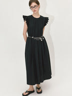 fano High Waist Structured A Line Sleeveless Cotton Lyocell Office Maxi Dresses