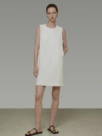 unspoken Minimal Sleeveless Natural Waist Structured Vest For Office Acetate Midi Dresses