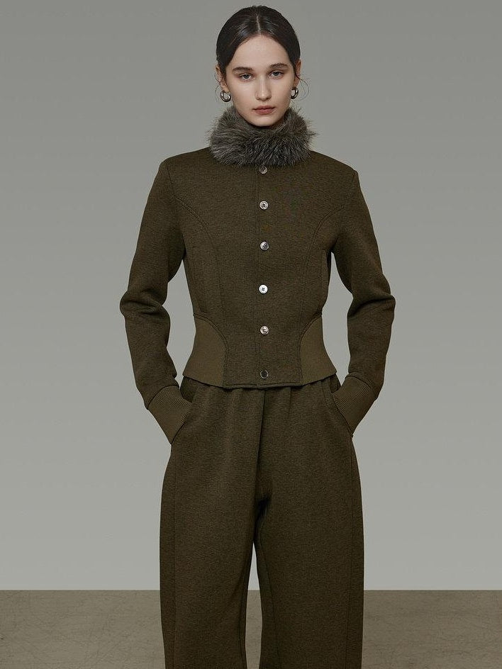 unspoken Breathable Cotton High Waist Minimal Office Heather Green Wide Leg Pants