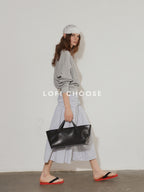 Lofi choose Cotton Blend V-neck Loose Fit Longsleeve Commuter Womens Heather Gray Sweatshirt