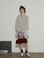 Lofi choose Embroidered Striped Loose Commuter Drop Shoulder For Women Long Sleeve T-Shirts