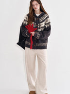 fano Soft Knit Polyester Beige Natural Waist Casual Wide Leg Women Sweatpants