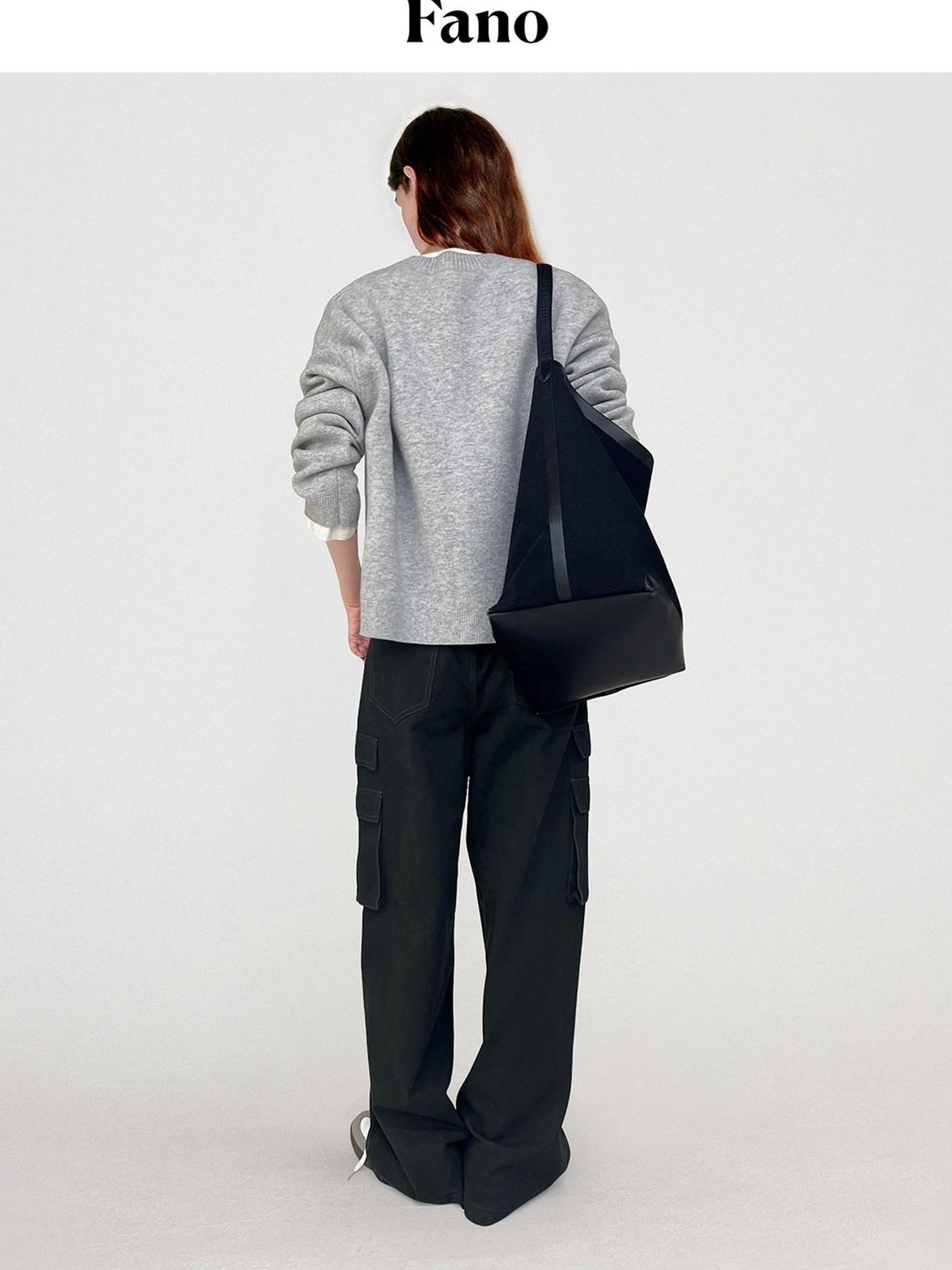 fano Thermal Wool Blend Office Straight Crew Neck Women Light Gray Cardigans