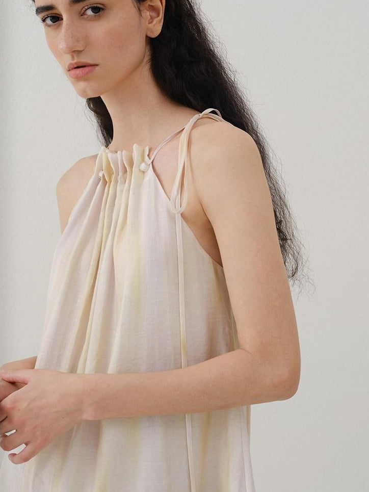 someone sometimes Original Mesh Patchwork Epaulette Loose Striped Women Halter Crop Tops