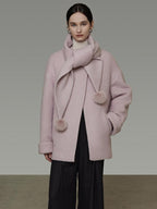 unspoken Cozy Lambswool Midlength Loose Tailored Minimal Women Pink Wool Coats