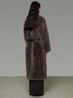 unspoken Warm Belted V-neck Loose Fit Commuter Women Brown Gray Long Coats
