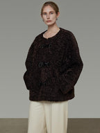 unspoken Warm Fur Lined Minimalist Commuter Loose Fit Brown Women Everyday Short Coat
